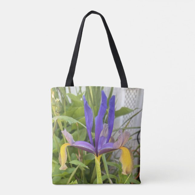 Purple Iris Flower Outdoor Garden Nature Photo Tote Bag (Back)