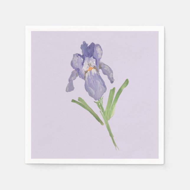 Purple Iris Flower Painting Napkin (Front)