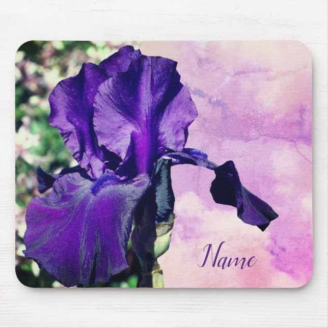 Purple Iris Flower Personalized Mouse Pad (Front)