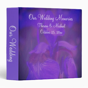 Purple Iris Flower Personalized Wedding  Binder