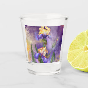 Purple Iris Flower Shot Glass