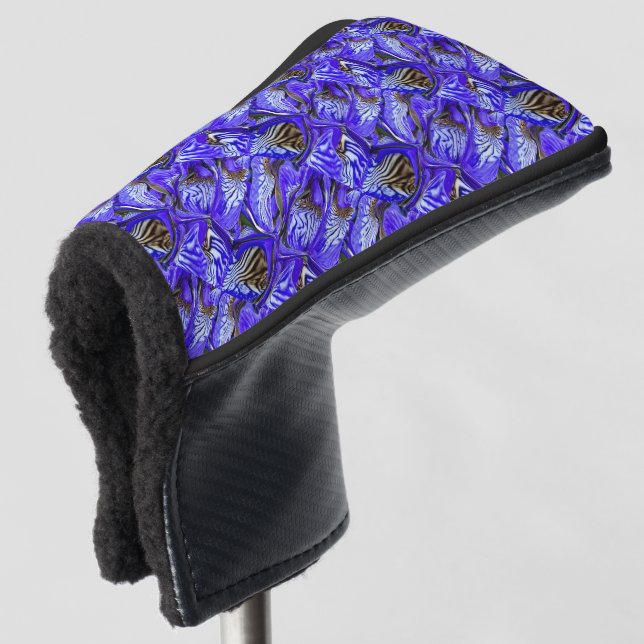 Purple Iris Flower / Slanted / Tiled / Golf Head Cover (3/4 Front)