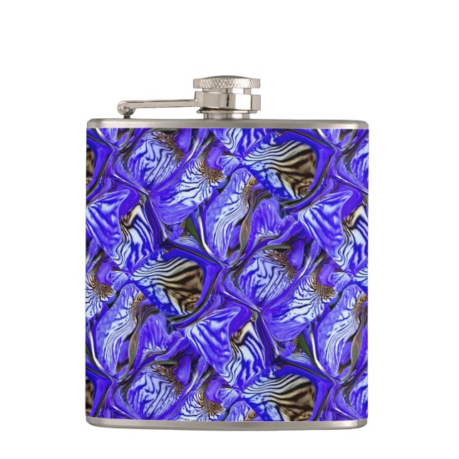 Purple Iris Flower / Slanted / Tiled / Hip Flask (Front)