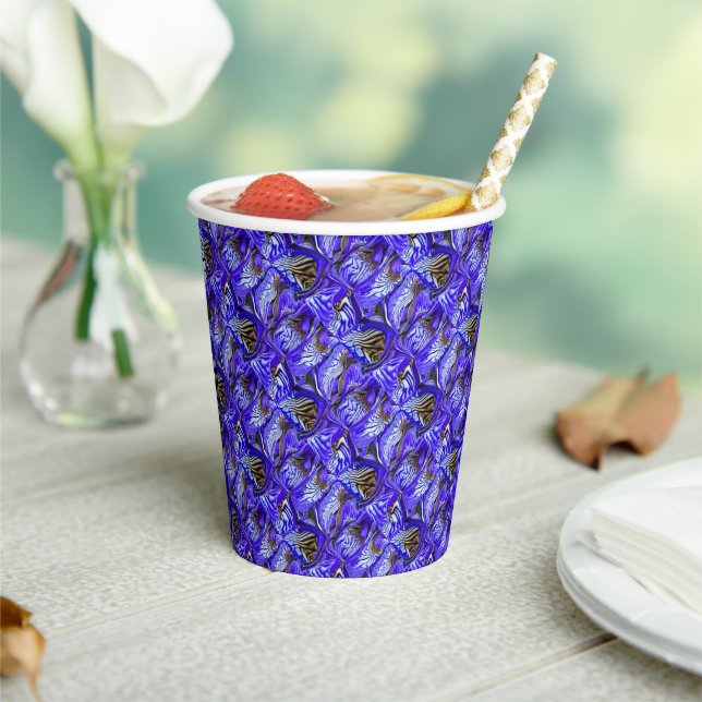 Purple Iris Flower / Slanted / Tiled /  Paper Cups (Insitu)