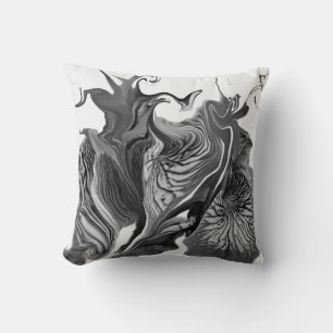 Purple Iris Flower Swirls / Black & White / Throw Pillow
