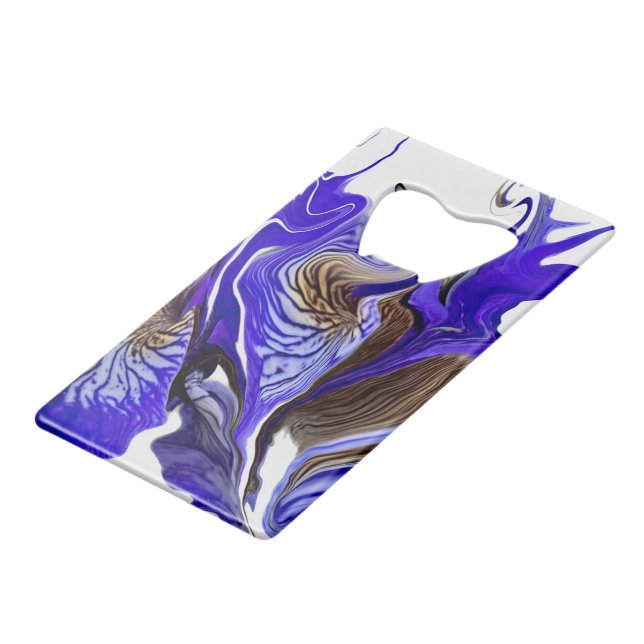 Purple Iris Flower Swirls Credit Card Bottle Opener (Back Angled)