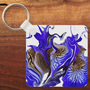 Purple Iris Flower Swirls Keychain
