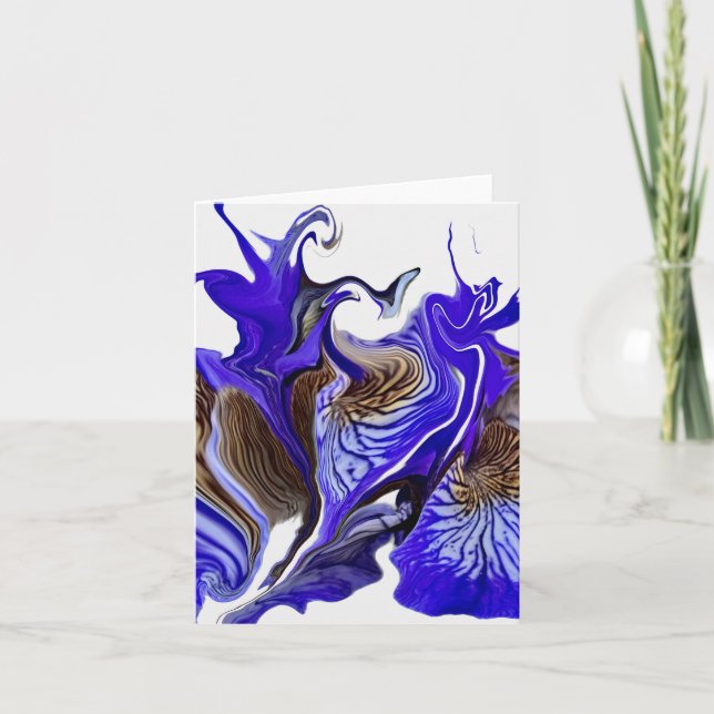 Purple Iris Flower Swirls Note Card (Front)