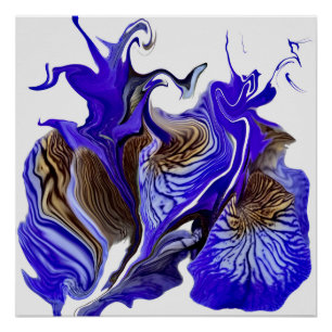 Purple Iris Flower Swirls Poster