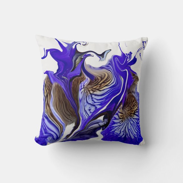 Purple Iris Flower Swirls Throw Pillow (Front)