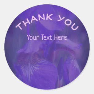 Purple Iris Flower Thank You Personalized Classic Round Sticker
