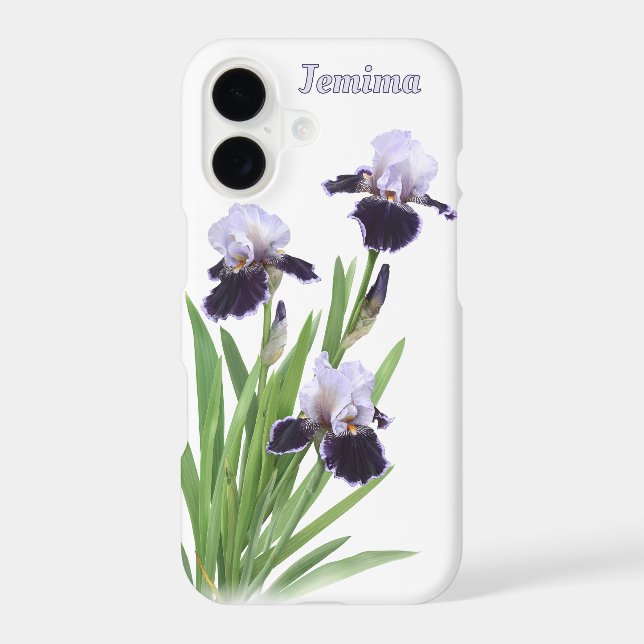 Purple Iris Flower Trio Botanical Art Personalized (Back)