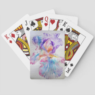 Purple Iris Flower Watercolour Playing Cards Set