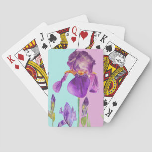 Purple Iris Flower Watercolour Playing Cards Set