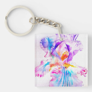 Purple iris Flower Wedding Favour Floral Flower Keychain