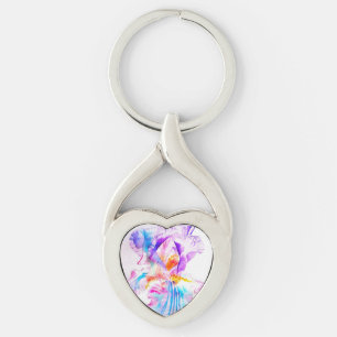 Purple iris Flower Wedding Favour Floral Flower Keychain