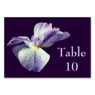Purple Iris Flower Wedding Table Number
