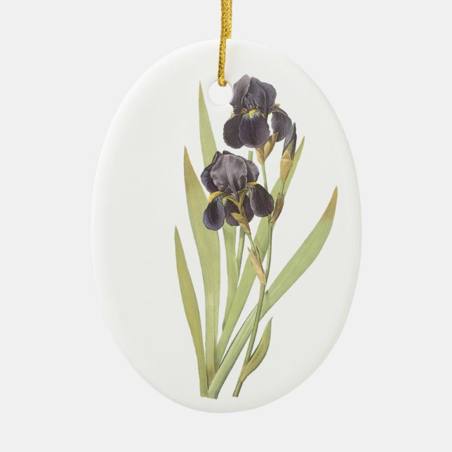 Purple Iris Flowers Ceramic Ornament (Front)
