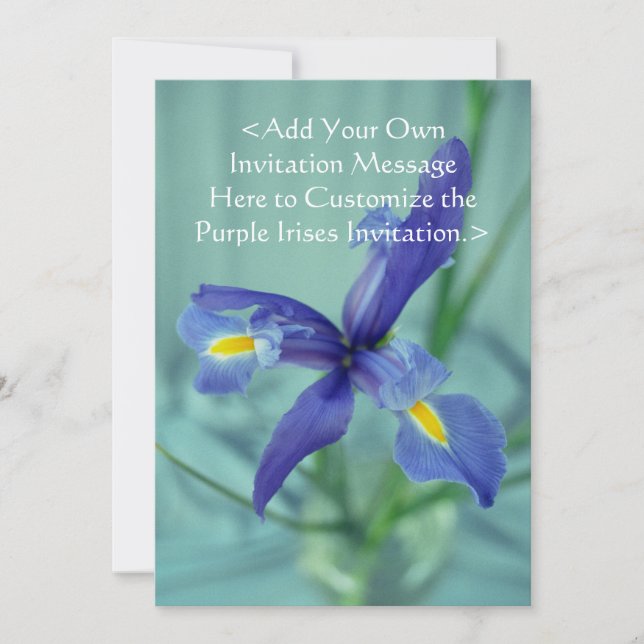 Purple Iris Flowers Custom Garden Invitation (Front)