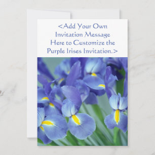 Purple Iris Flowers Custom Garden Invitation