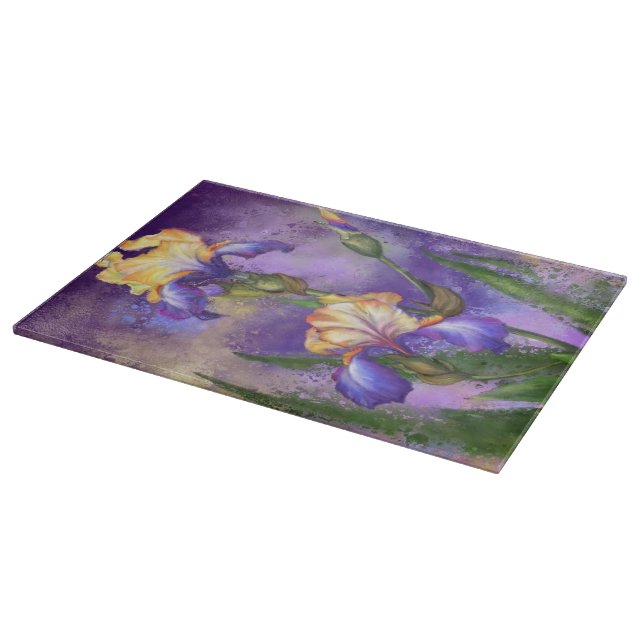 Purple Iris Flowers Cutting Board (Corner)