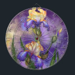 Purple Iris Flowers Dart Board Irises<br><div class="desc">Beautiful Purple Iris Flower Migned Art Painting   - Irises Flowers and Leaves</div>