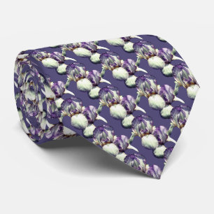 Purple Iris Flowers Nature Pattern Tie