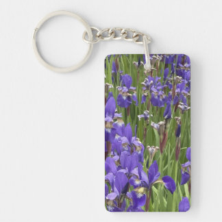 Purple Iris Flowers Nature Plants Photography Keychain