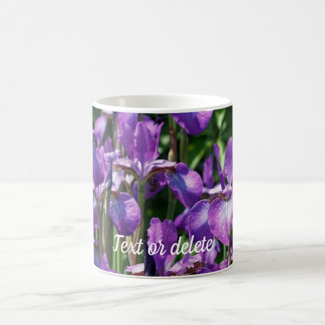 Purple Iris Flowers Personalized Coffee Mug (Center)