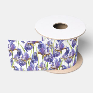 Purple Iris Flowers  Satin Ribbon