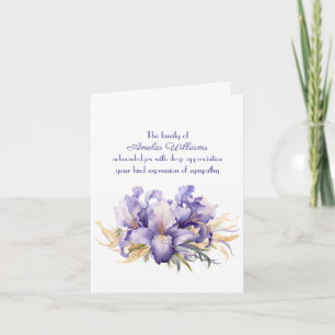 Purple Iris for Sympathy Thank You from Family Card