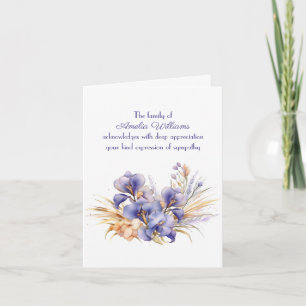 Purple Iris for Sympathy Thank You from Family Card