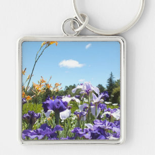 Purple Iris Garden Keychain