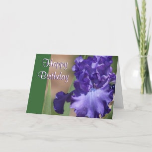 Purple Iris Happy Birthday Card
