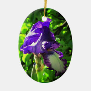 Purple Iris in Summer Ceramic Ornament