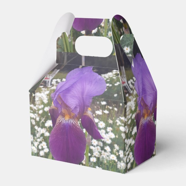 Purple Iris Irises Birthday Cake Favor Box (Front Side)