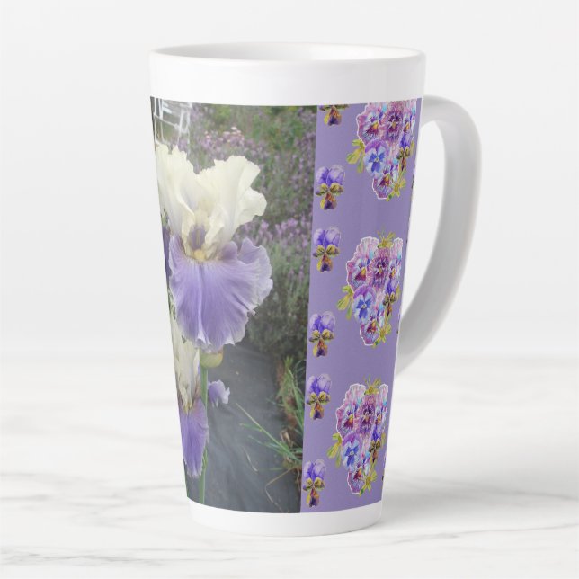 Purple Iris Irises floral flower garden Latte Mug (Right Angle)