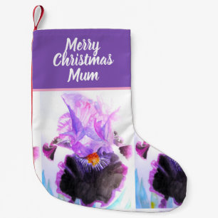 Purple Iris Irises Flowers Floral Flower Christmas Small Christmas Stocking