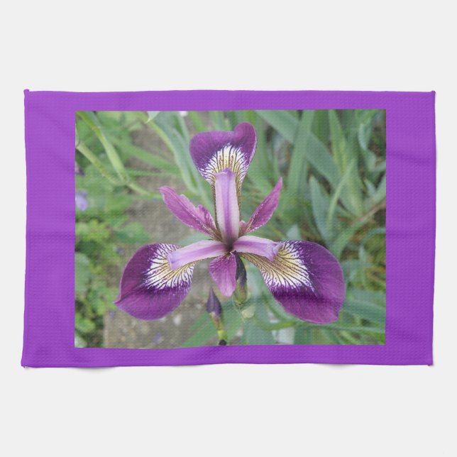 Purple iris Kitchen Towel (Horizontal)