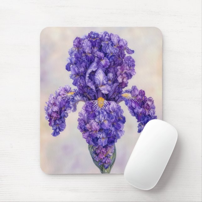 Purple Iris Made of Many Mouse Pad (With Mouse)