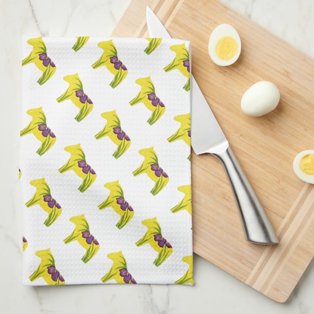 Purple Iris MoJo Kitchen Towel (Quarter Fold)