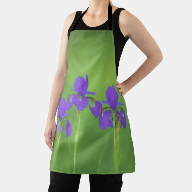 Purple Iris Painting - Original Flower Art Apron (Insitu)