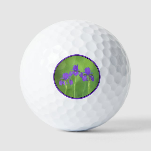 Purple Iris Painting - Original Flower Art Golf Balls (Front)