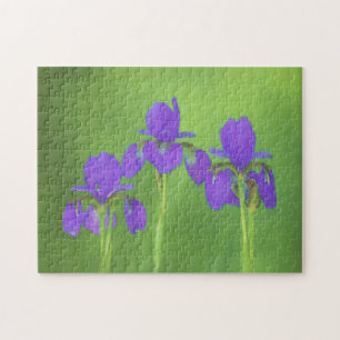 Purple Iris Painting - Original Flower Art Jigsaw Puzzle