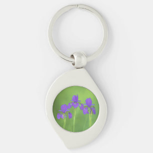 Purple Iris Painting - Original Flower Art Keychain