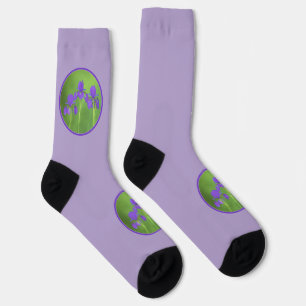 Purple Iris Painting - Original Flower Art Socks