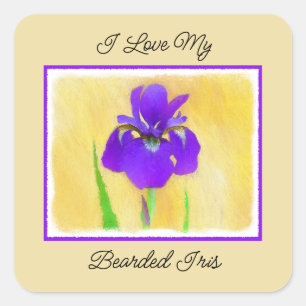 Purple Iris Painting - Original Flower Art Square Sticker