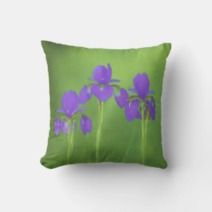 Purple Iris Painting - Original Flower Art Throw Pillow