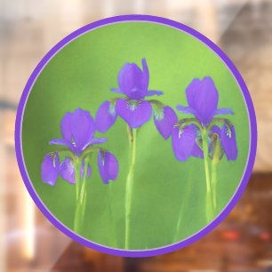 Purple Iris Painting - Original Flower Art Window Cling