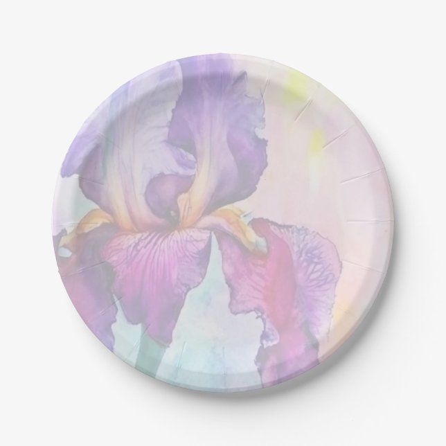 Purple Iris Paper Plate (Front)